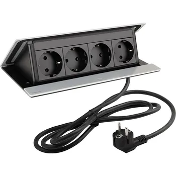 vypínač a zásuvka LEGRAND PopUp, 4x230V, eloxovaný hliník, SCHUKO