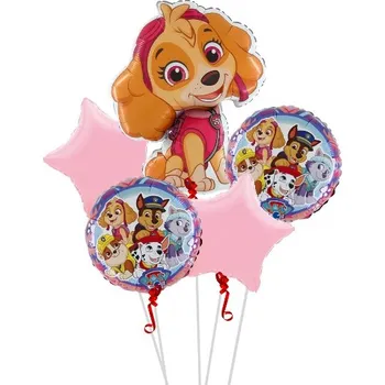 PartyDeco Sada fóliových balonků 5 ks 45/70 cm Tlapková patrola Skye