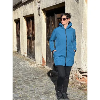 Dámský kabát Kabátek s rovným zapínáním - modrý Velikost: 40