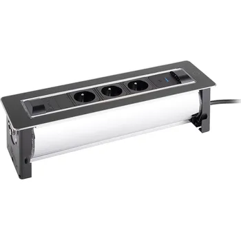 Elektrická zásuvka VERSALOGIC VersaTurn 3x 230V, 1x USB A/C 5V, černé sklo