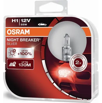 Povinná bezpečnostní výbava Osram H1 Night Breaker Silver 100% více jasu, sada 2ks