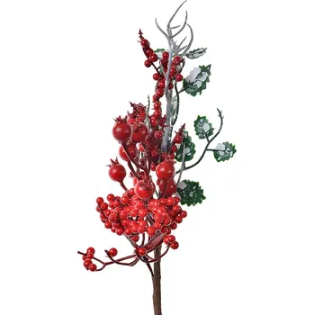 umělá květina Clayre & Eef - Umělá větvička s vánočními květy 65841