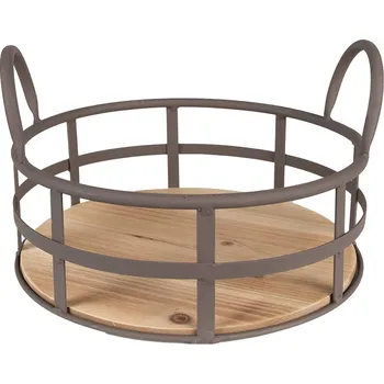 Clayre & Eef - Kovový košík s dřevěným dnem 6Y5248