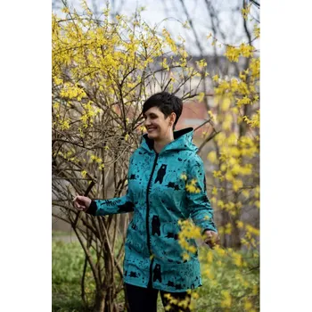 Dámský kabát Kabátek s rovným zapínáním - modrá zvířátka Velikost: 40