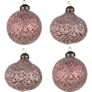 Vánoční ozdoba Clayre & Eef - Sada čtyř skleněných vánočních ozdob 6GL4141
