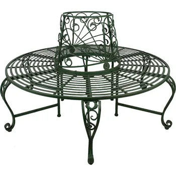 Zahradní lavice Zelená kovová dekorativní zahradní lavice kolem stromu Ivonia - Ø 152*89 cm