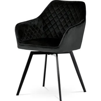 Jídelní židle Moderní jídelní židle Autronic Jídelní židle, potah černá sametová látka, kovové nohy, černý matný lak (DCH-425 BK4)