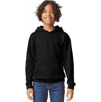 Chlapecká mikina Gildan Středně teplá dětská klokanka se spuštěnými rameny a fleecem uvnitř Barva: Černá, Velikost: 140/152 GSF500K