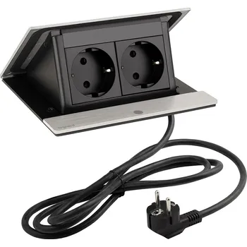 Elektrická zásuvka LEGRAND PopUp, 2x230V, broušený hliník, SCHUKO