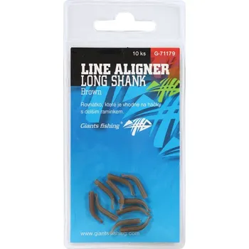 Rybářský háček 10ks - Rovnátka na Háček Giants Fishing Line Aligner Long Shank Large Brown