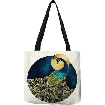 Velká plátěná taška na rameno barevná-páv