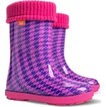 Dětské zateplené holínky/gumáky DEMAR HAWAI LUX PRINT HF pepita růžová 0048/0049 Velikost: 34-35