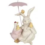 Clayre & Eef - Dekorativní figurka králíka se slepicí a kuřátky pod deštníkem 6PR3190
