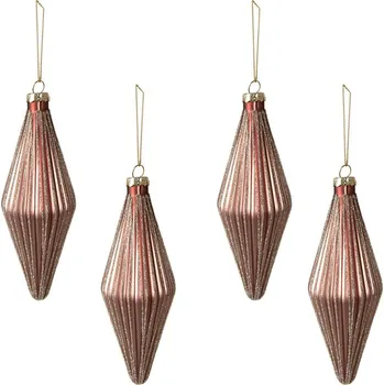 Vánoční ozdoba Clayre & Eef - Sada čtyř skleněných vánočních ozdob 6GL3950