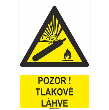 Pozor ! Tlakové láhve - ISO 7010 plast 0,5mm 200x150 mm