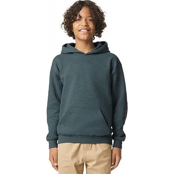 Chlapecká mikina Gildan Středně teplá dětská klokanka se spuštěnými rameny a fleecem uvnitř Barva: šedá tmavá melír, Velikost: 176 GSF500K