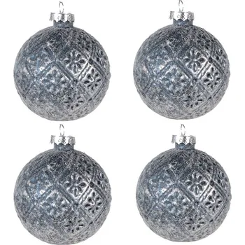 Vánoční ozdoba Vánoční koule (sada 4) Modrá 8x8 cm – 8x8 cm