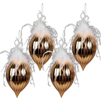 Vánoční ozdoba Clayre & Eef - Sada čtyř skleněných vánočních ozdob 6GL3934