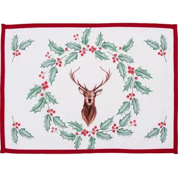 prostírání Clayre & Eef - Textilní prostírání HOLLY CHRISTMAS (sada 6 kusů) HCH40