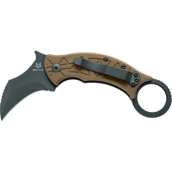 Pracovní nůž FOX Tribal K, zavírací nůž karambit s klipem, titan FX-802 TiPVD