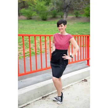 Dámská sukně pOlie Anna - puntík bordó + černá sukně Velikost: 38