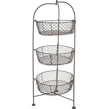 Clayre & Eef - Třípatrový kovový stojan s košíky 5Y1193