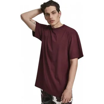 Pánská móda Prodloužené bavlněné rovné pánské triko Urban Classics 180 g/m Barva: Vínová, Velikost: S