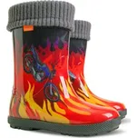 Dětské zateplené holínky/gumáky DEMAR HAWAI LUX EXCLUSIVE 0448 ED plameny Velikost: 34-35