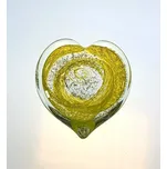 Skleněné srdce žluté (Skleněné těžítko )
