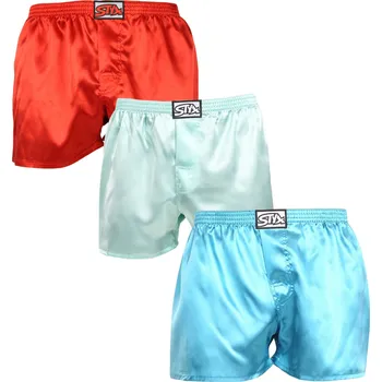 Trenýrky 3PACK pánské trenky Styx klasická guma saténové vícebarevné (3C06372) L Možnost vrácení zboží ZDARMA do 120 dnů!