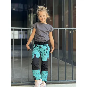 Dětské softshellové kalhoty - zvěř na modré Velikost: 152