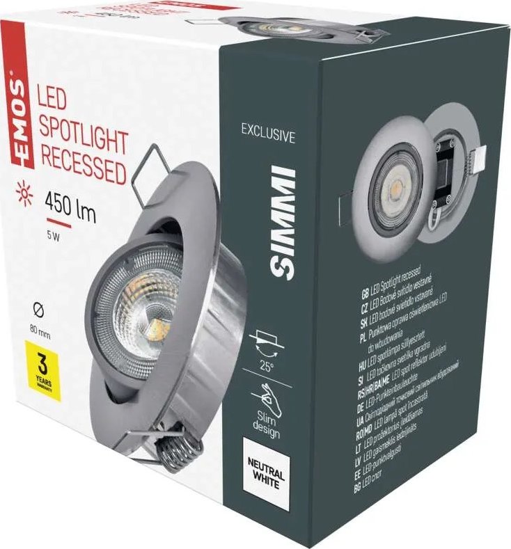 Emos lighting LED bodové svítidlo SIMMI stříbrné, kruh 5W neutr. bílá 1540125570