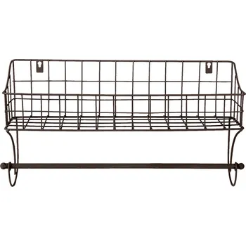 Držák na ručník Clayre & Eef - Věšák na ručníky s košíkem 6Y4305