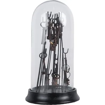 Clayre & Eef - Dekorativní kompozice kovových klíčů pod skleněným poklopem 65463