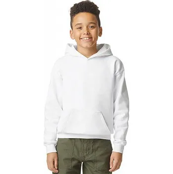 Chlapecká mikina Gildan Středně teplá dětská klokanka se spuštěnými rameny a fleecem uvnitř Barva: Bílá, Velikost: 164 GSF500K