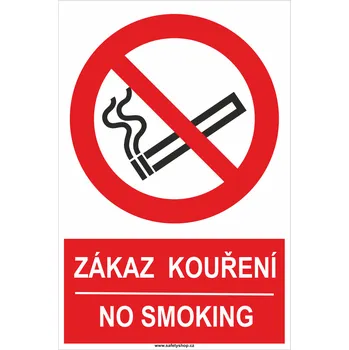 Značení Zákaz kouření / No smoking ISO 7010 samolepící PVC fólie 200x150 mm