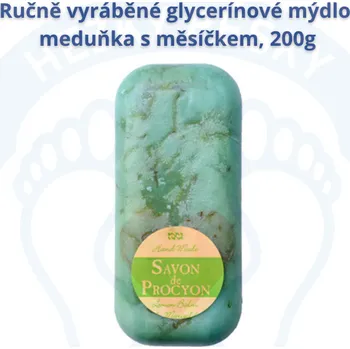 Mýdlo MUDr. Alice Ratajová Ručně vyráběné glycerínové mýdlo meduňka s měsíčkem, 200g Ručně vyráběné gycerínové mýdlo meduňka s měsíčkem, 200g