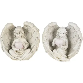 Vánoční ozdoba Clayre & Eef - Sada dvou dekorativní figurek andělů 6PR4708
