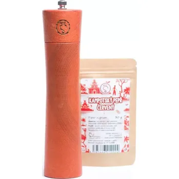 Mlýnek na koření Dřevěný mlýnek s kampotským pepřem, cherry