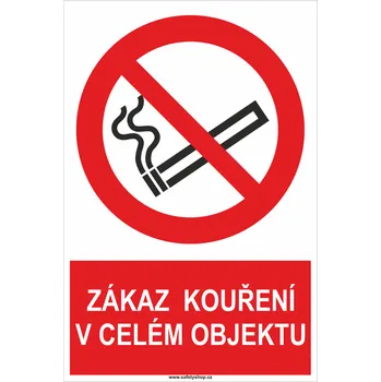 Zákaz kouření v celém objektu ISO 7010 plast 3 mm 400x300 mm