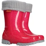 Dětské zateplené holínky DEMAR TWISTER LUX 0406 G růžový brokát Velikost: 30-31