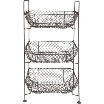 Clayre & Eef - Třípatrový kovový stojan s košíky 5Y1192