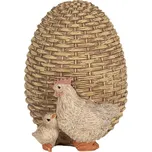 Clayre & Eef - Dekorativní figurka slepice s kuřátkem u vajíčka 6PR5026