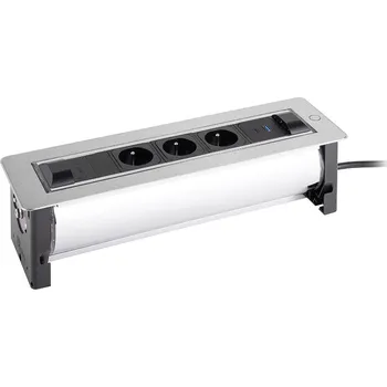 Elektrická zásuvka VERSALOGIC VersaTurn 3x 230V, 1x USB A/C 5V, povrch nerez