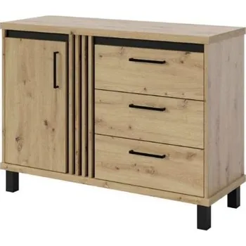 Komoda Komoda 110 ND-8 Nadia bílá / černý mat, 112 cm