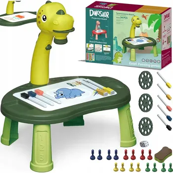 Magnetická kreslící tabulka Projektor pro učení kreslení Dinosaurus zelený