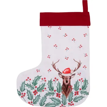 Vánoční dekorace Clayre & Eef - Vánoční punčocha HOLLY CHRISTMAS HCH203