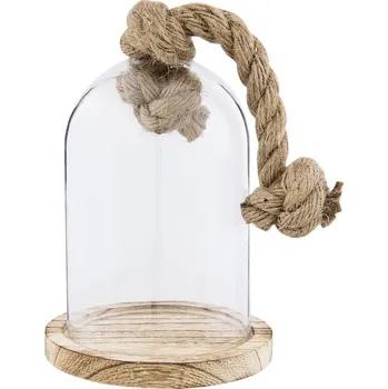 Dóza na potraviny Clayre & Eef - Skleněný poklop s dřevěným podstavcem 6GL2220