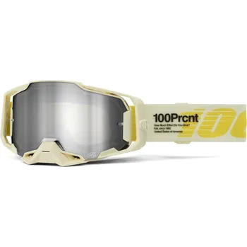 Motocyklové brýle ARMEGA 100% brýle BARELY, zrcadlové stříbrné plexi