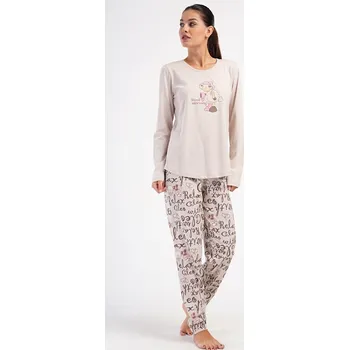 Dámské pyžamo Vienetta Secret Dámské pyžamo dlouhé Ovečka béžová Barva: béžová, Velikost: L